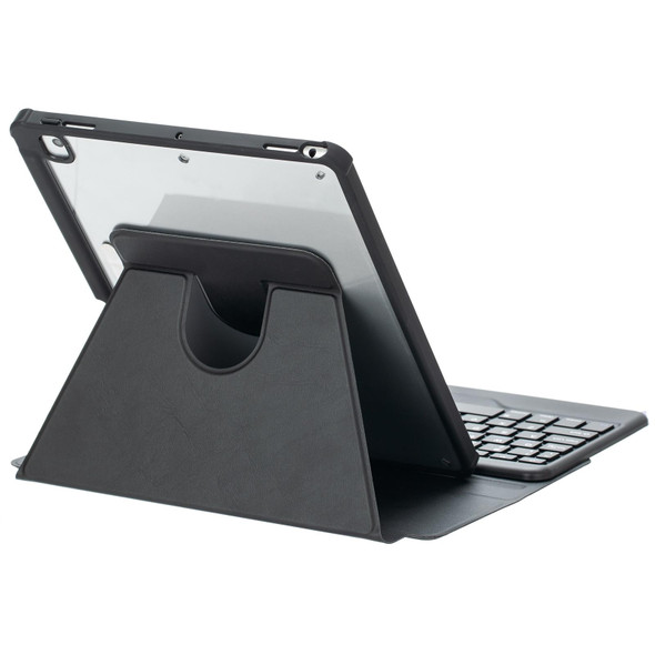 For iPad 10th Gen 10.9 2022 F10B 360 Rotation Acrylic Transparent Bluetooth Keyboard Leatherette Case(Black)