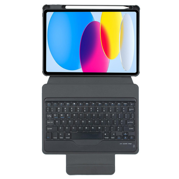 For iPad 10th Gen 10.9 2022 F10B 360 Rotation Acrylic Transparent Bluetooth Keyboard Leatherette Case(Black)
