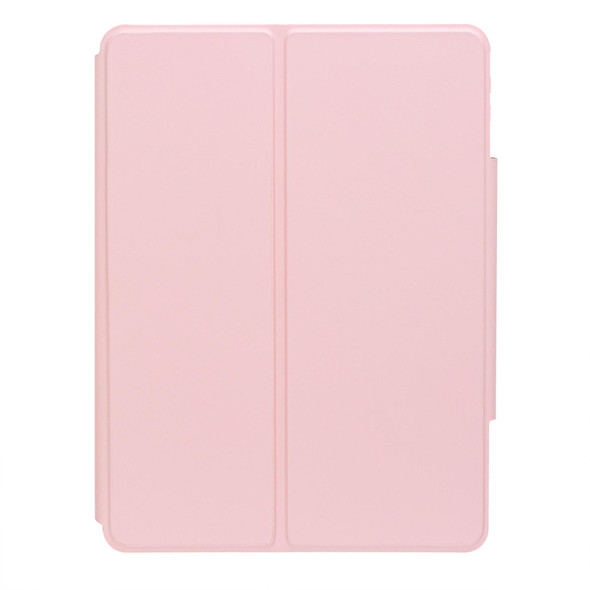 For iPad 10th Gen 10.9 2022 F10BS 360 Rotation Acrylic Transparent Bluetooth Keyboard Leatherette Case With Backlight(Pink)