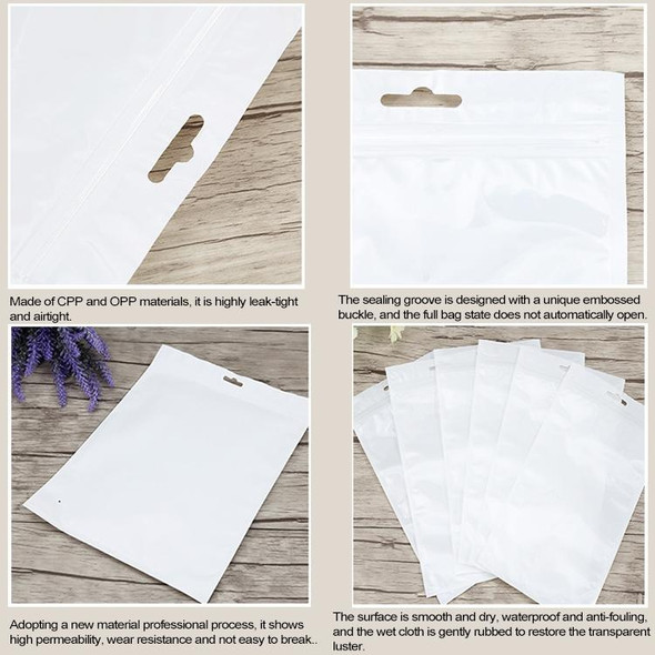 100 PCS 13cm x 24cm Hang Hole Clear Front White Pearl Jewelry Zip Lock Packaging Bag, Custom Printing and Size are welcome