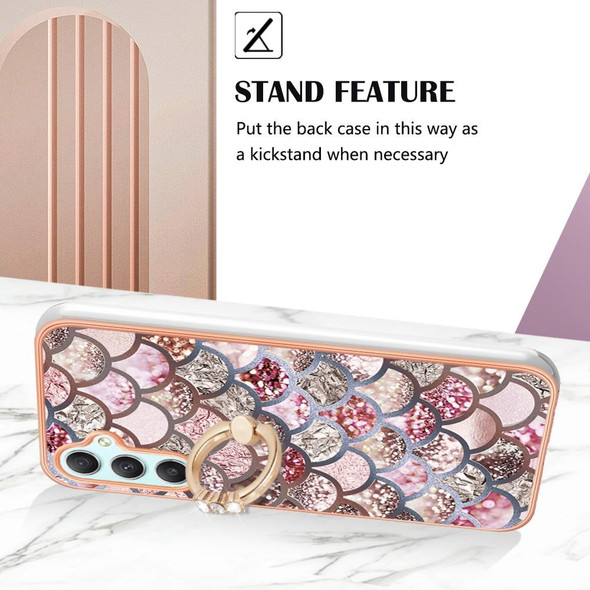 For Samsung Galaxy A24 4G Electroplating IMD TPU Phone Case with Ring(Pink Scales)
