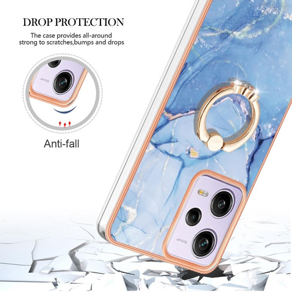 For Xiaomi Redmi Note 12 Pro Speed Electroplating Marble Dual-side IMD Phone Case with Ring(Blue 018)