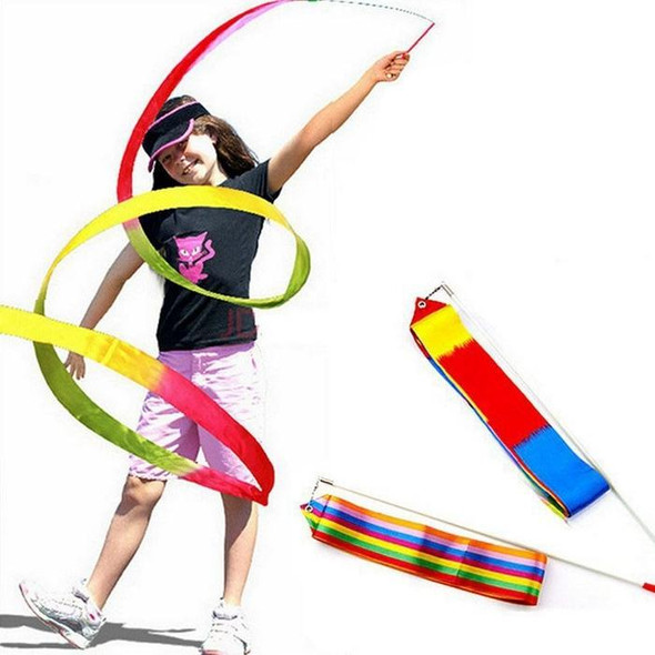 5 PCS 4m Colorful Children Toy Dancing Practices Dance Ribbons with Sticks, Random Pattern Delivery