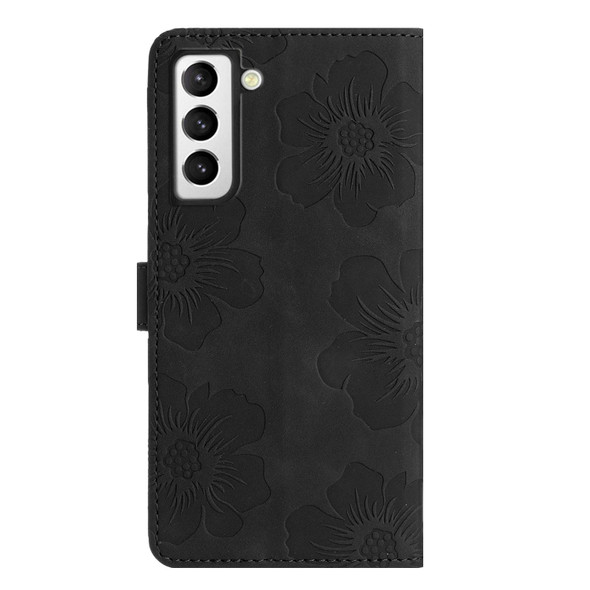For Samsung Galaxy S21+ 5G Flower Embossing Pattern Leatherette Phone Case(Black)