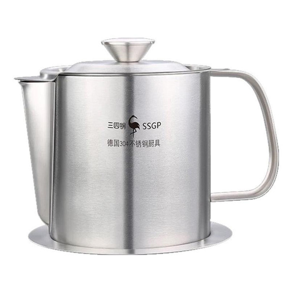 SSGP 304 Stainless Steel Filter Oil Pot Filter Residue Oil Soup Pot Drain Oil Pot Household Filter Oil Residue Oil Storage Pot