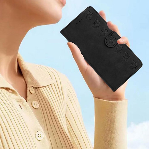 For Google Pixel 7 Seven Butterflies Embossed Leatherette Phone Case(Black)