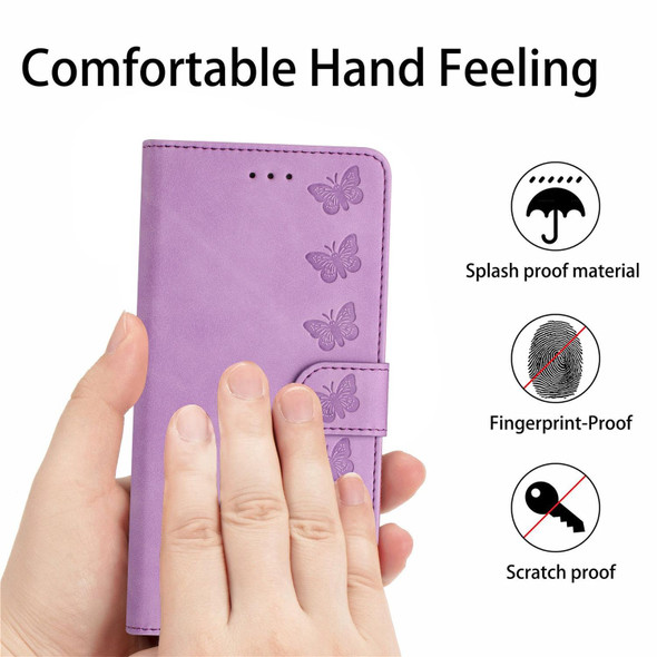 For TCL 40 SE Seven Butterflies Embossed Leatherette Phone Case(Purple)