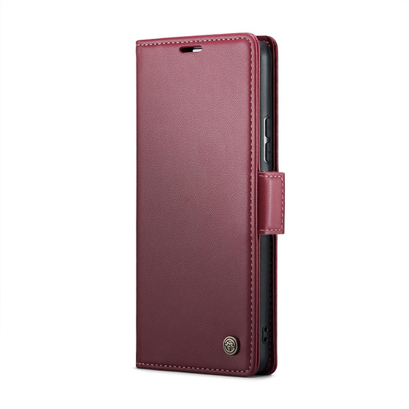 CaseMe 023 Butterfly Buckle Litchi Texture RFID Anti-theft Leatherette Phone Case For Xiaomi Redmi Note 11 Pro 5G Global/Redmi Note 11 Pro Global(Wine Red)