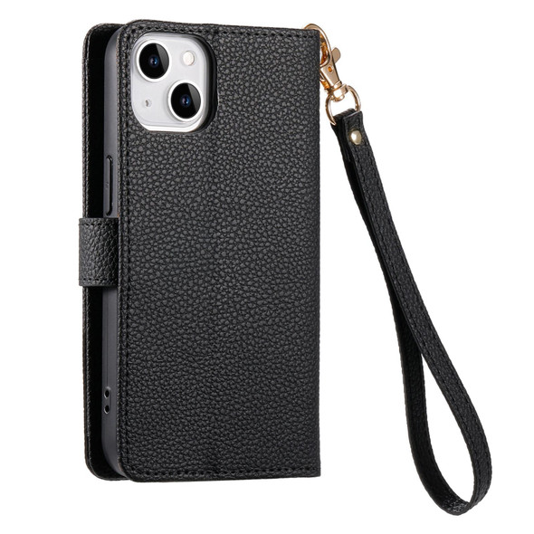 For iPhone 14 Pro Love Zipper Lanyard Leatherette Phone Case(Black)