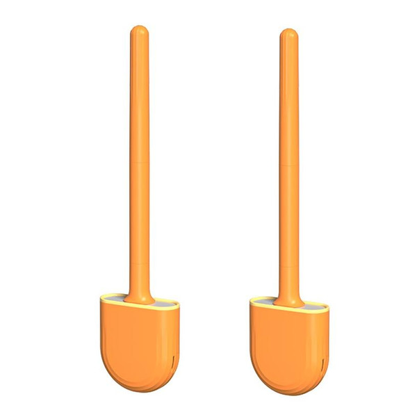 2pcs CD022 Soft Rubber Toilet Brush Clamp No Dead Space Cleaning Brush, Style: Drain(Vitality Orange)