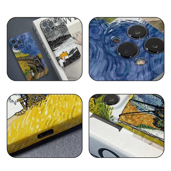 For iPhone SE 2022 / 2020 / 8 / 7 Precise Hole Oil Painting Pattern PC Phone Case(Evening Breeze)