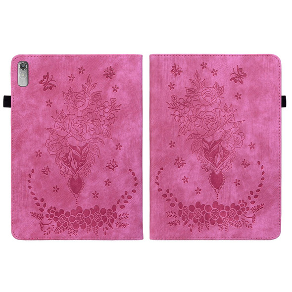 For Lenovo Tab P11 Gen 2 11.5 Butterfly Rose Embossed Leatherette Tablet Case(Rose Red)