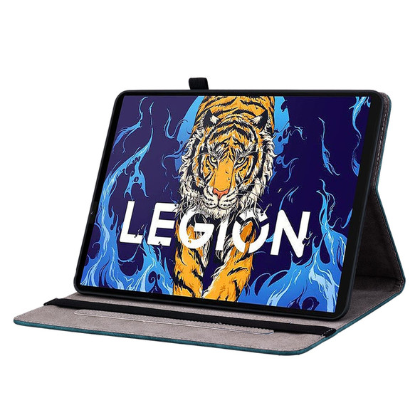 For Lenovo Legion Y700 Butterfly Rose Embossed Leatherette Tablet Case(Dark Blue)