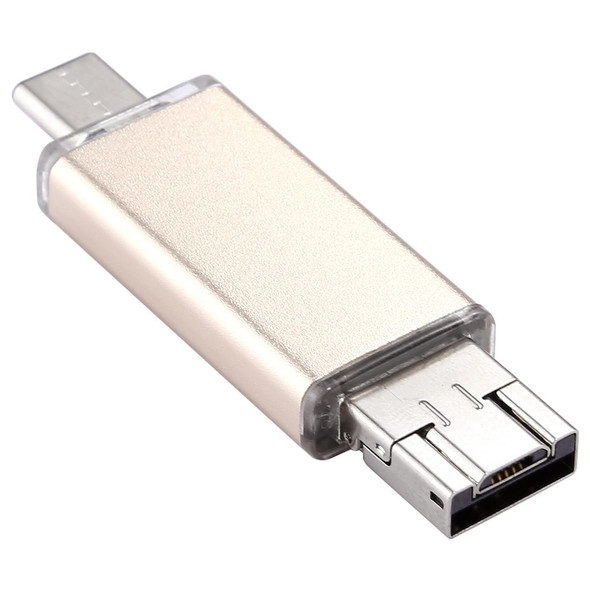 64GB 3 in 1 USB-C / Type-C + USB 2.0 + OTG Flash Disk, - Type-C Smartphones & PC Computer (Gold)