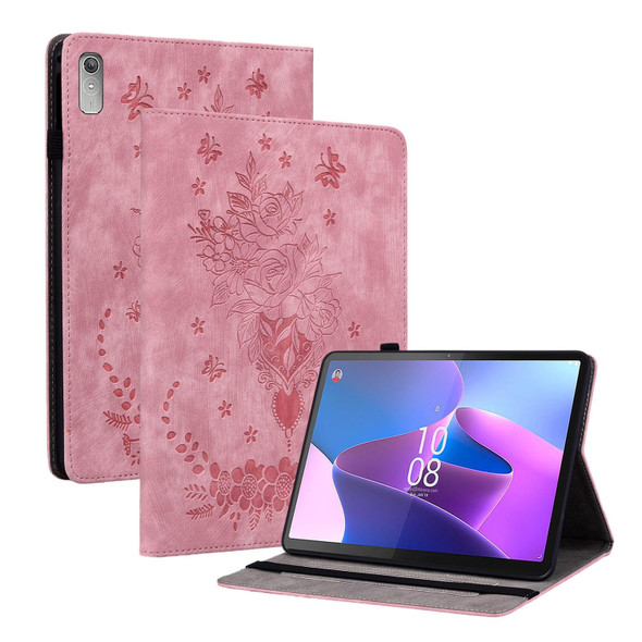 For Lenovo Tab P11 Gen 2 11.5 Butterfly Rose Embossed Leatherette Tablet Case(Pink)