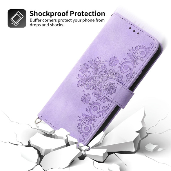 For Huawei nova 11 Pro 4G Skin-feel Flowers Embossed Wallet Leatherette Phone Case(Purple)