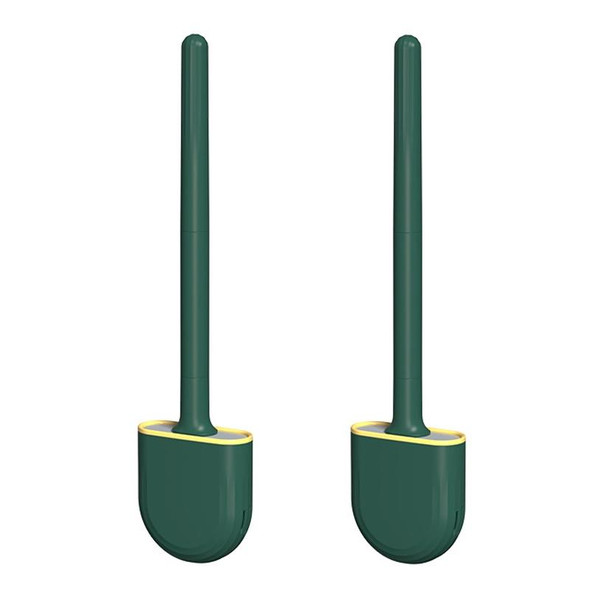 2pcs CD022 Soft Rubber Toilet Brush Clamp No Dead Space Cleaning Brush, Style: Drain(Midnight Green)