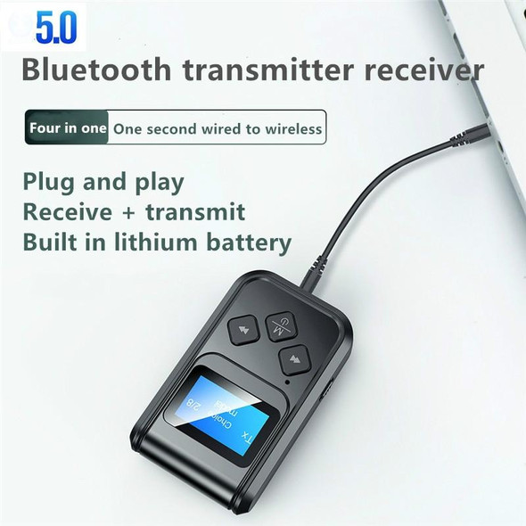 T15 2 in 1 Bluetooth 5.0 Music Receiver Transmitter with Screen
