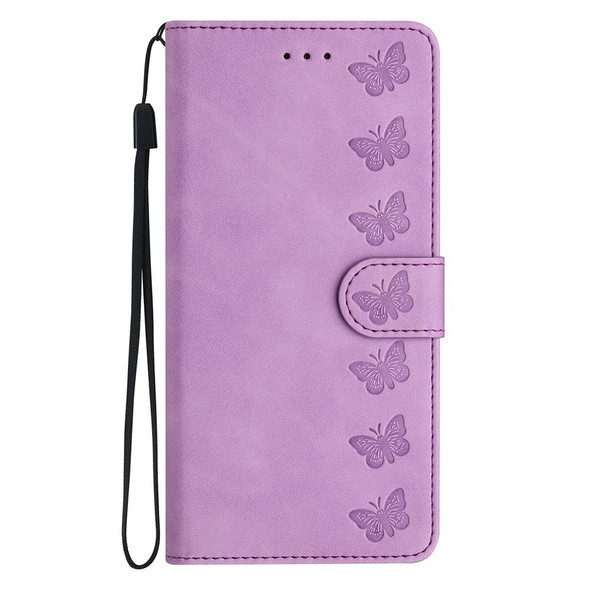 For Xiaomi 12 Pro Seven Butterflies Embossed Leather Phone Case(Purple)