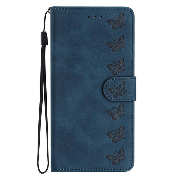 For Xiaomi 12 Pro Seven Butterflies Embossed Leather Phone Case(Blue)