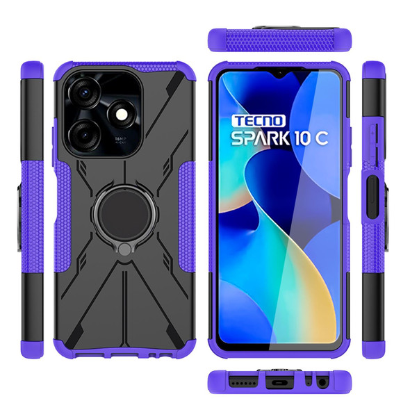 For Tecno Spark Go 2023 Armor Bear Shockproof PC + TPU Phone Case with Ring(Purple)