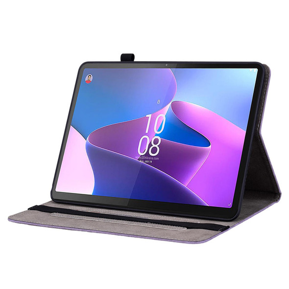For Lenovo Tab P11 Gen 2 11.5 Butterfly Rose Embossed Leatherette Tablet Case(Purple)