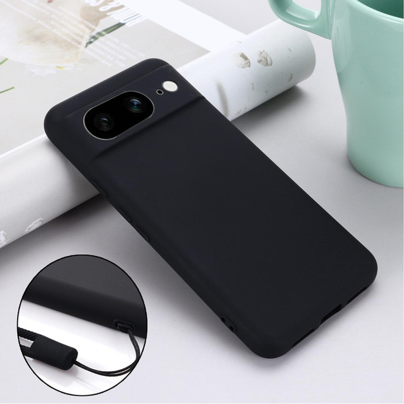For Google Pixel 8 Pure Color Liquid Silicone Shockproof Phone Case(Black)