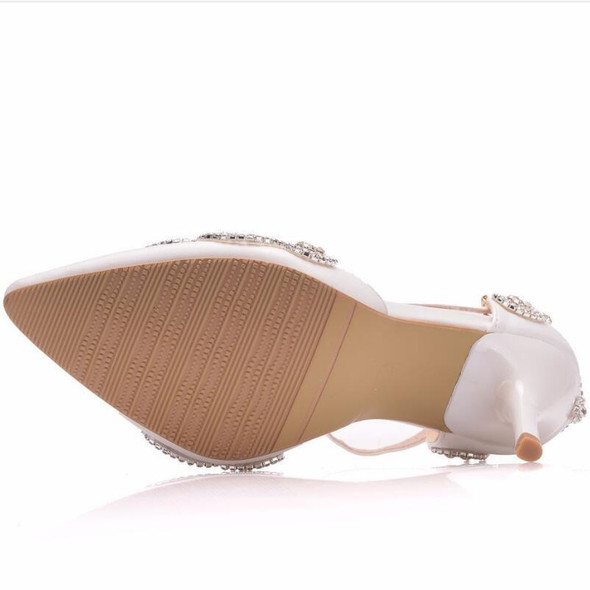 Rhinestone Stiletto Pointed Heel Women Shoes, Size:37(White)