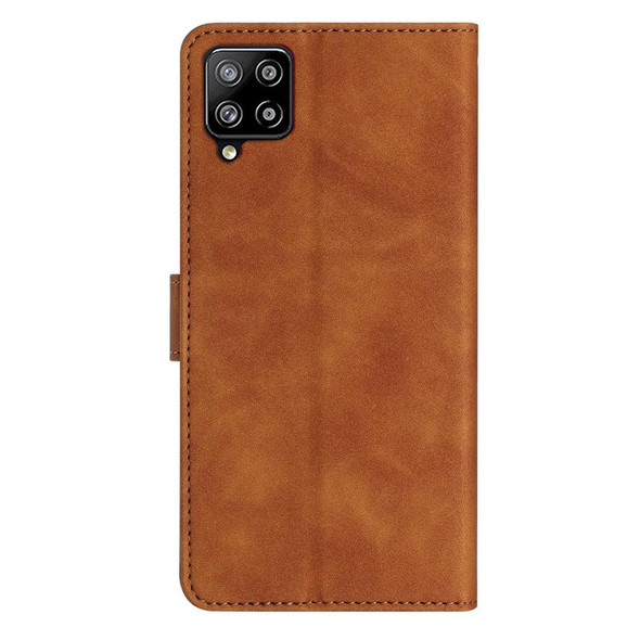 For Samsung Galaxy A42 5G Seven Butterflies Embossed Leatherette Phone Case(Brown)