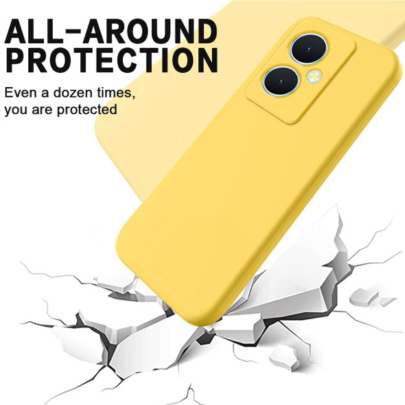 For vivo Y78+ Pure Color Liquid Silicone Shockproof Phone Case(Yellow)