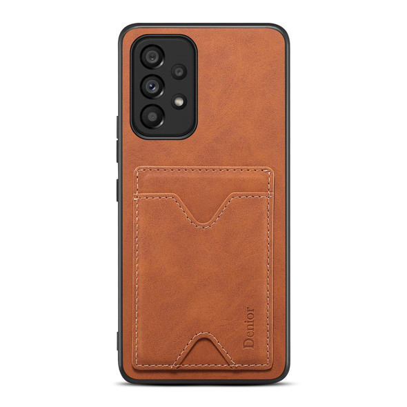 For Samsung Galaxy A23 5G Denior PU Back Cover Card Slot Holder Phone Case(Brown)