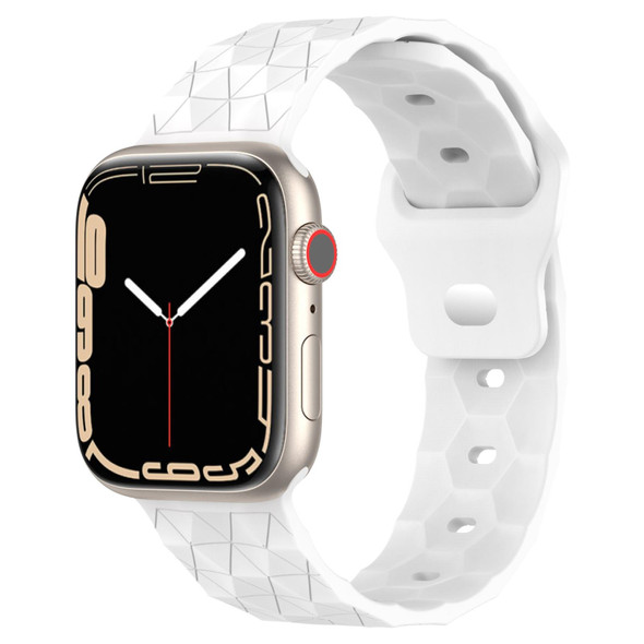 Football Texture Silicone Watch Band For Apple Watch 6 44mm(White)