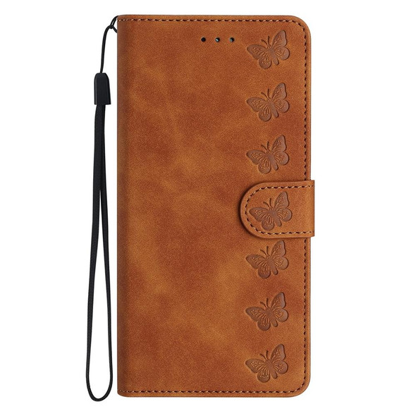 For Xiaomi 12 Lite Seven Butterflies Embossed Leather Phone Case(Brown)