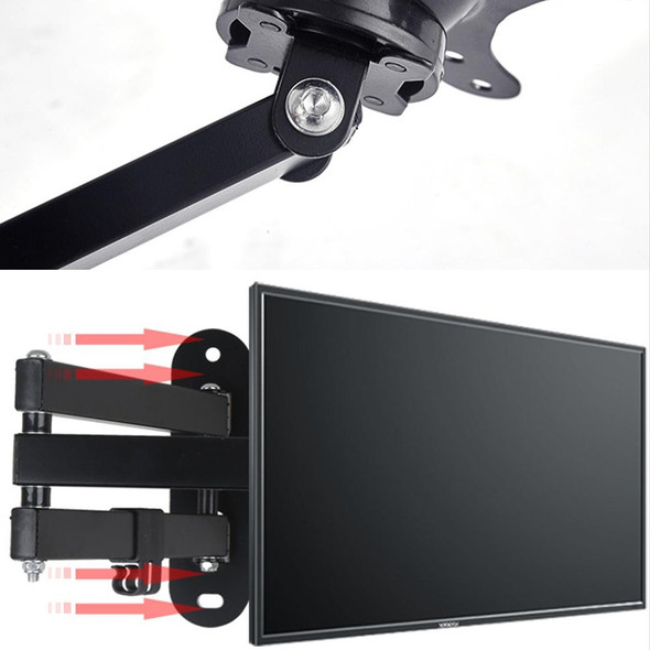 14-27 inch Universal Horizontal Vertical Screen Installable Rotatable Retractable Computer Monitor Three Arms Wall Mount Bracket