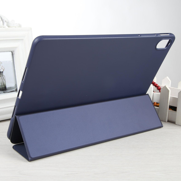 For Huawei MatePad Air 11.5 GEBEI 3-folding Holder Shockproof Flip Leatherette Tablet Case(Dark Blue)