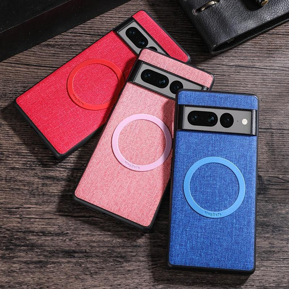 For Google Pixel 8 Magsafe Magnetic Ring Cloth Texture Phone Case(Red)