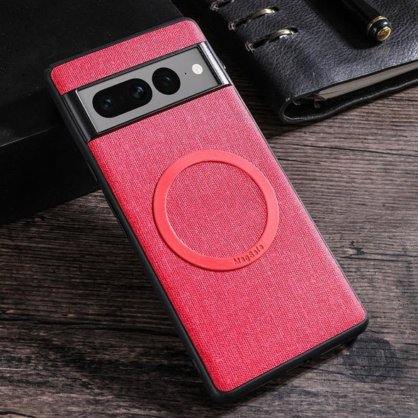 For Google Pixel 8 Pro Magsafe Magnetic Ring Cloth Texture Phone Case(Red)