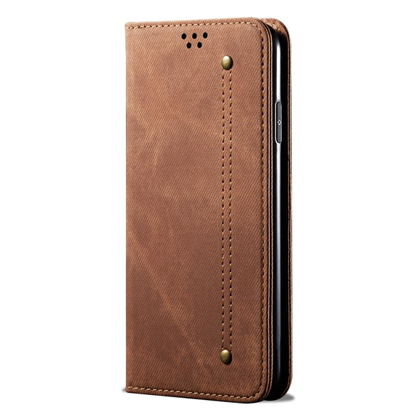 Denim Texture Flip Leatherette Phone Case For OnePlus Nord CE 3 Lite / OPPO K11X (Brown)