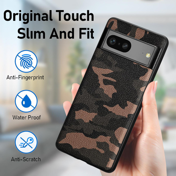 For Google Pixel 7A Camouflage Leatherette Back Cover Phone Case(Yellow)