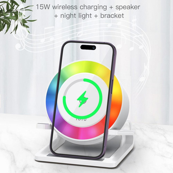 TOTU M6064Q 4 in 1 Multifunctional Wireless Charging Bluetooth Speaker(White)