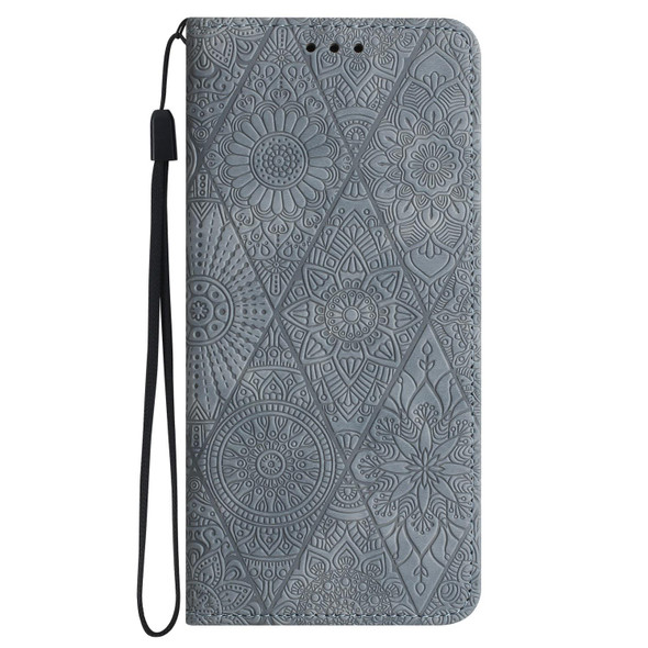 For Redmi Note 9 Ethnic Embossed Adsorption Leatherette Phone Case(Grey)