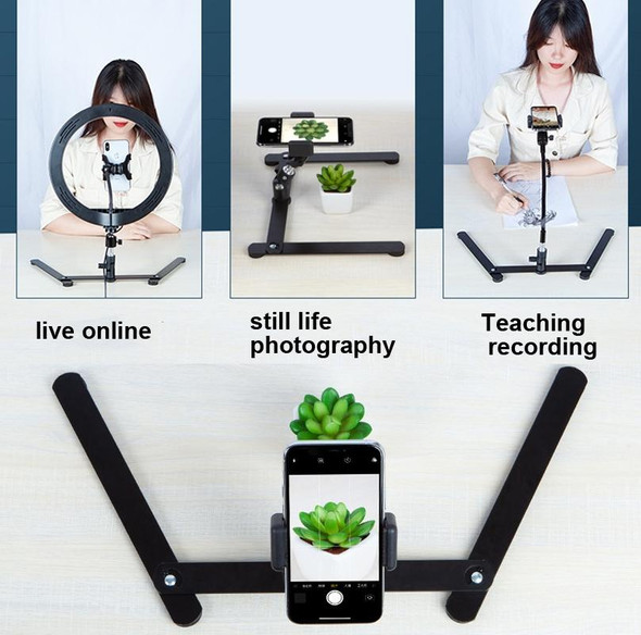 360 Degree Adjustable Metal Overhead Base Desktop Phone Holder,Style: Base+PTZ+Phone Clip