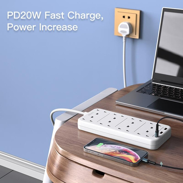 Yesido MC-16 8 Plugs + PD 20W+2 QC3.0 Ports 3250W High Power Fast Charging Socket(UK Plug)