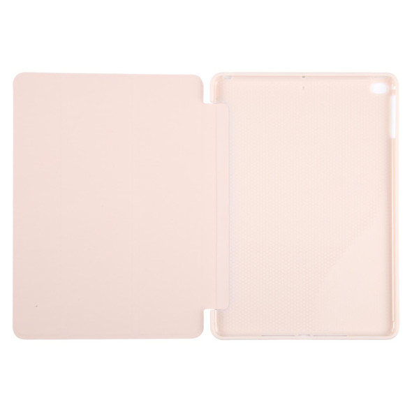 For iPad 9.7 2018 & 2017 / Air / Air2 GEBEI 3-folding Holder Shockproof Flip Leatherette Tablet Case(Pink)