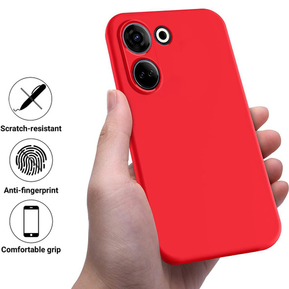 For Tecno Camon 20 Pure Color Liquid Silicone Shockproof Phone Case(Red)