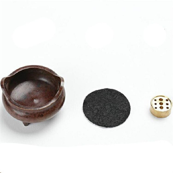 Binaural Incense Burner Pure Copper Household Small Indoor Antique Incense Burner, Style:Three-foot Xuande Furnace