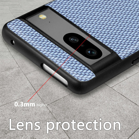 For Google Pixel 6 Pro Carbon Fiber Texture Leatherette Back Cover Phone Case(Khaki)
