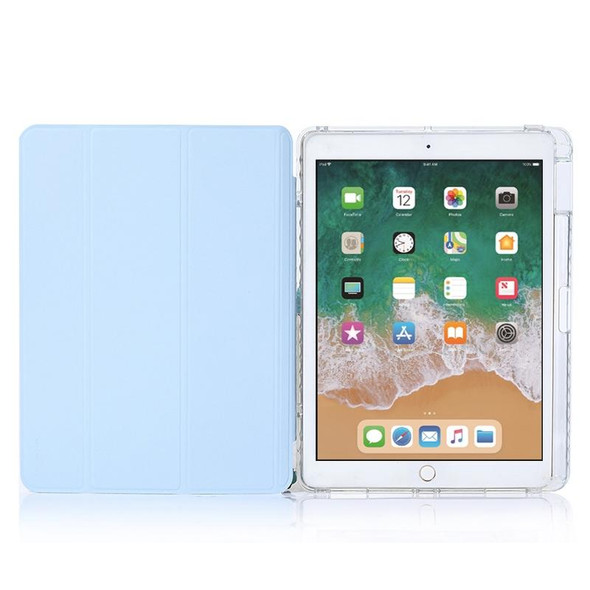 For iPad Air / Air 2 / 9.7 2017 / 2018 3-Fold Lock Buckle Leatherette Smart Tablet Case(Sky Blue)