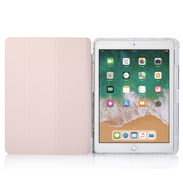 For iPad Air / Air 2 / 9.7 2017 / 2018 3-Fold Lock Buckle Leatherette Smart Tablet Case(Pink)