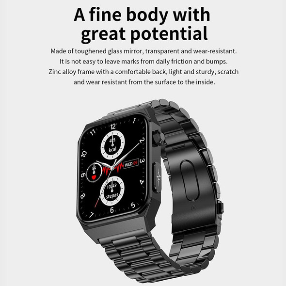 E530 1.91 inch IP68 Waterproof Leatherette Band Smart Watch Supports ECG / Non-invasive Blood Sugar(Black)